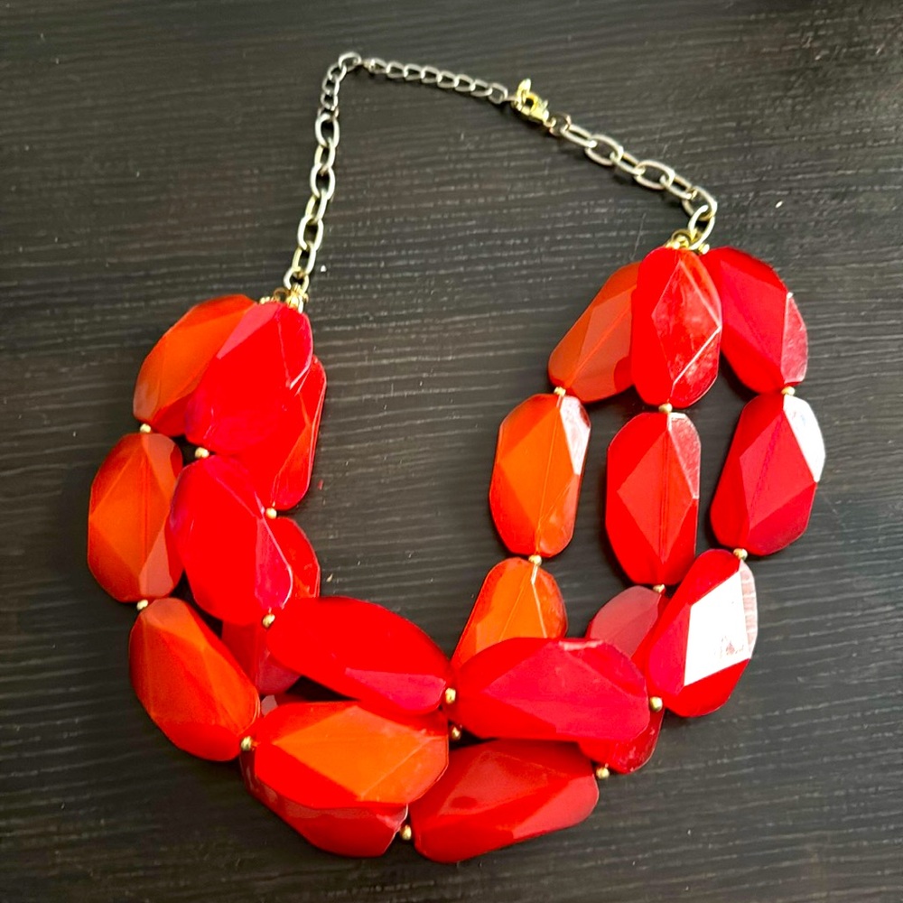 Chunky Red Orange Necklace